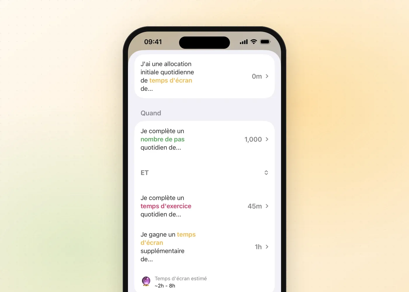 La règle « Gagner mon temps » de Fitlock avec un objectif de 1 000 pas, associé à 45 minutes d’exercice pour gagner une heure en plus