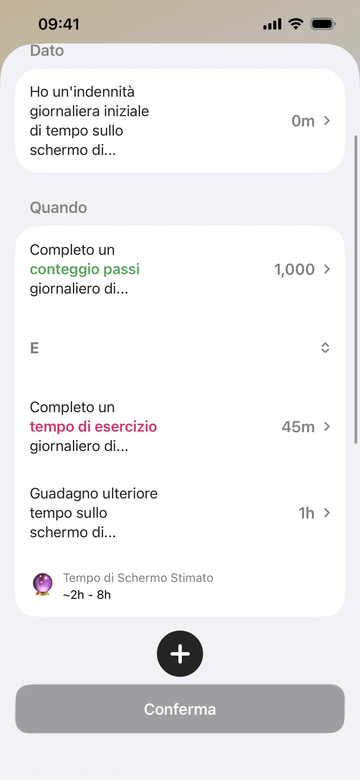 Una regola di Fitlock nell'app: cammina 1.000 passi e fai 45 minuti di allenamento per guadagnare un'ora extra di tempo schermo